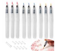 9 Piezas Pinceles de Acuarela, Watercolor Brush Pen con depósito de Agua Recargable, Set de Pinceles de Agua para Acuarelas, Dibujo, bocetos, caligrafía