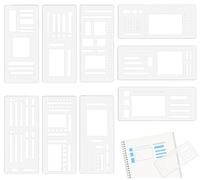 9 Piezas Plantillas Bullet Journal, Set Completo de Bullet Journal Accesorios, Plantillas para Bullet Journal y Agenda, Moldes de Dibujo Flexibles y Reutilizables para Scrapbooking y Planner (9)