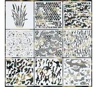9 Piezas Plantillas de Camuflaje para Pintura en Aerosol, Plantilla de Pintura Reutilizables para Pintar Sobre Madera Lienzo Papel Tela Piso Pared Azulejos Barco Manualidades (30 x 30cm)
