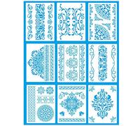 9 Piezas Plantillas Mandalas,Plantillas para Pintar,Reutilizable DIY Mandala Flowers Painting Templates, Dibujo Plantillas Accesorios para Pintar en Scrapbooking Pared Tela Decoración(28x21CM)