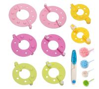 9 Piezas Pom Pom Maker Kit: 4 Tamaños Pompom Makers con Tijeras Pequeñas, Herramientas de Tejer Pompones para Sombreros, Muñecas