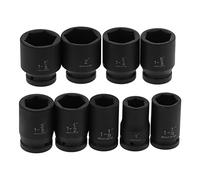 9 piezas profundas de 6 puntos de impacto de la toma de control de la llave de impacto de alta torsión construcción de hierro con recubrimiento marcas de tamaño grabado y caja de