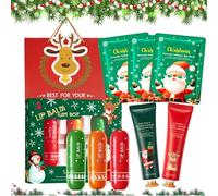 9 piezas Skincare regalos de Navidad, set de regalo de Navidad para mujeres y niñas con 3 almohadillas para los ojos, 2 cremas de manos, mini 3 bálsamos labiales, bolsa de regalo, juego de cuidado de