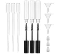 9 Piezas Tubo de Rímel Vacío de Plástico Negro de 10ml | Rellenado Limpio y Fácil, Cierre Hermético, con Gotero y Embudo, para Gel de Cejas y Brillo Labial