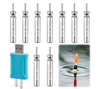 9 pilas de varilla tipo CR425 compatibles con flotadores de pesca LED, recargables para campanas de pesca y poses, batería de pesca de poses, poses de pesca con batería, con cargador y baterías