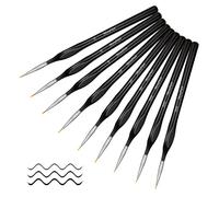 9 Pinceles Pintura acrílica y Acuarela, Pinceles Miniaturas detallistas (#0#00#000) con Pelo de Lobo, para óleo, Manualidades y miniaturas Detalle, Mangos de Madera