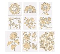 9 Plantilla de Girasol, Plantillas Impresión Pintura, Plantillas de Pintura Lavables, Utilizadas para Pintar, Lienzo, Creación de Tarjetas álbumes Recortes, Manualidades