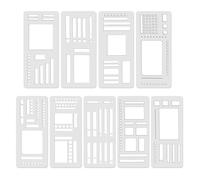9 plantillas de diario de balas, hechas a mano, flexibles, plantillas de diseño de plantillas, accesorios de diario, juego de plantillas con cuadrados, líneas, para planificadores de líneas y