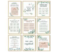 9 pósteres de salud mental, terapia de ansiedad, póster motivacional, psicólogo, consejero, póster inspirador, citas positivas, decoración de pared, aula para oficina en casa, 8 x 10 pulgadas (estilo