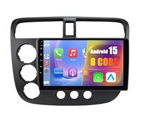 9 Pulgadas Doble DIN Android 15 Radio de Coche para Honda Civic 2000-2006 con CarPlay Cámara de Respaldo Controles del Volante Bluetooth GPS Navi Enlace al Espejo(C3(4G+64G))