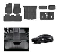 [9 PZS] GAFAT Tesla Model Y Standard 2026 2027 Juniper Alfombrillas Goma + Maletero Juego completo, TPE Todo Tipo de Clima para Suelo & Asientos Traseros & Maletero, Borde Alto 3D OEM, Protección 360°