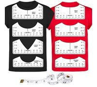 9 reglas para camisetas de vinilo central, cuello en V transparente/regla redonda de PVC para alineación, prensa de calor, niños, jóvenes y adultos, medición delantera y trasera (10 pulgadas)