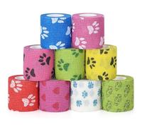 9 Rollos Banda Venda Cinta Bendaje Adhesiva Primeros Auxilios Cinta de Mascotas Vendaje Elastico Cohesive Venda Cohesiva Autoadhesivas Esparadrapo Deportivo Para Muñecas Tobillo Vet Wrap para Perros