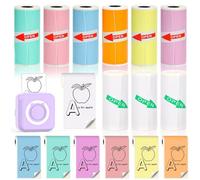9 rollos de mini papel adhesivo térmico para impresora adhesiva Phomemo M02/T02, papel de impresora térmica con 57 x 25 mm, mini papel adhesivo para impresora térmica para fotos, diarios, notas, notas