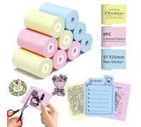 9 rollos de papel para impresora térmica, papel de impresora colorido para mini impresora de recibos con pegatinas, impresora de bolsillo Bluetooth portátil, recarga de papel para impresora térmica