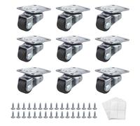 9 Ruedas Giratorias Pequeñas de 12 mm con Rodamientos - Set 360 Grados Mini Ruedas para Muebles con Tornillos y Cinta Adhesiva de Doble Cara
