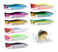 9 señuelos de Pesca con Ojos 3D realistas, señuelo de Pesca Popper con anzuelos triples, Cebo de Boca, natación en Agua Dulce y Salada para atún, lubina, tiburón