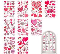 9 Sheet Valentine's Day Window Clings Romantic Love Heart Red Lips Design Valentine Decorations Heart Shaped Reusable Window Stickers