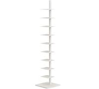 9 - Tier Metal Spine Bookshelf, The Ideal Vertical Tower for Small Spaces, Multipurpose Corner Solution, Tall & Narrow Ladder Bookcase for Stunning Book Display at Home (White)