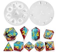 9 Tipos Moldes de Silicona para Dados de Resina Epoxi,7 Tipos de Moldes Poliédricos DND, Moldes para Fundición de Dados DIY, Molde de Resina Epoxi para Juegos de Mesa, Manualidades y Decoración