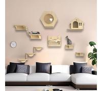 9 Uds Estantes de Escalada para Gatos Montados en La Pared, Muebles para Gatos Pared, Escalones/casa para Gatos de Interior, Plataforma de Salto