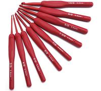 9 Uds. Gancho de Ganchillo Ergonómico, Hilo de Coser SuéterRojo Accesorios para Manualidades Herramientas de Tejer Kit de Ganchillo de Costura