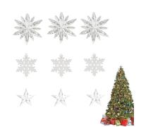 9 unidades de adornos para árbol de Navidad, estrellas y copos de nieve, decoración de árbol de Navidad, decoración de Navidad, decoración de copos de nieve, decoración de árbol de Navidad