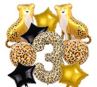 9 unidades de globos de leopardo de la bestia, decoración para fiesta de cumpleaños, 3º cumpleaños, niño y niña, globos de leopardo, globos de guepardo para safari, decoración de fiesta de cumpleaños