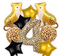9 unidades de globos de leopardo de la bestia, decoración para fiesta de cumpleaños, 4º cumpleaños, niño y niña, globos de leopardo, globos de guepardo para safari, decoración de fiesta de cumpleaños