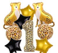 9 unidades de globos de leopardo de la bestia para fiesta de cumpleaños, decoración del primer cumpleaños, niño y niña, globos de leopardo, globos de guepardo para safari, decoración de fiesta de