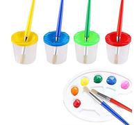 9 unidades serías sin derrames conjunto de ollas de pintura con pinceles y paleta de estuches de pintura, vasos de pintura con tapas para niños, pintura de arte