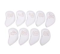 9 unids/Set Cubiertas de Cabeza de Hierro para Golf Protector Solar Impermeable Cubiertas de Hierro para Golf Figuras Grandes Fundas Protectoras (Blanca)