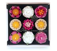 9 varios colores Big Tropical flores perfumadas velas en una caja de regalo juego