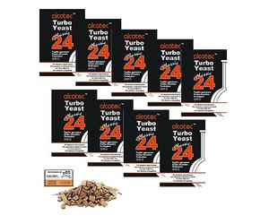 9 x Levadura Turbo Alcotec Classic 24 - Fermentación Rápida hasta 14% en 24h, Levadura para Alcohol Fuerte, Alto Rendimiento y Sabor Limpio