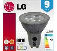 9 x LG 4w LED GU10 Foco Bombilla/Lámpara, Blanco cálido 2700k - * 15 AÑOS DE VIDA *