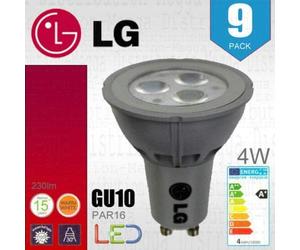 9 x LG 4w LED GU10 Foco Bombilla/Lámpara, Blanco cálido 2700k - * 15 AÑOS DE VIDA *
