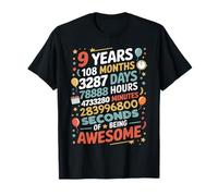 9 Years 108 Months 3287 Days Of Being Awesome Celebración Camiseta