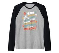 9 Years 108 Months 3287 Days Of Being Awesome Celebración Camiseta Manga Raglan