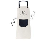 90 años de edad niña edad longevidad cocinar cocina Beige ajustable babero Delantal bolsillo Mujeres Hombres Chef regalo