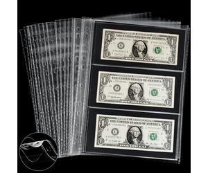 90 bolsillos de páginas de moneda para la recolección de papel moneda - 15 hojas 11 agujeros para billetes a doble cara en material PP para álbum de papel moneda para coleccionar euros PCP0115