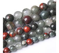 90 cuentas de piedra de sangre africana natural de 0.31 pulgadas, redondas, sueltas, energía curativa, poder curativo para hacer joyas, pulseras, 81.3 cm, 2 hebras
