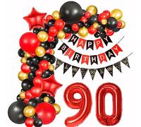 90 Cumpleaños Mujer Globo Guirnalda Rojo Negro 90 Hombre Decoracion Globo Rojo 90 Cumpleaños Decoración Rojo Negro 90 Arco Globos Oro Rojo 90 Cumpleaños Globos Guirnalda 90 Globos Negro Rojo