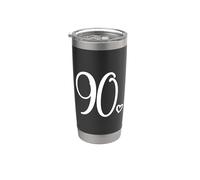 90 cumpleaños para mujer noventa número 90 años lindo Vaso térmico de acero inoxidable de doble pared