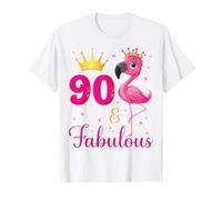 90 & Fabulous Flamingo Lovers 90 cumpleaños Fiesta de cumpleaños Camiseta