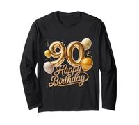90 Feliz Cumpleaños 90 Aniversario Hombres Mujeres Manga Larga