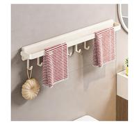 90° Foldable Towel Rack for Bathroom, Wall Mounted Towel Bar with Adjustable Sliding Hooks, Rustproof Carbon Steel Aluminum Organizer, No-Drill Space Saving Towel Holder(Blanca,60cm/2ft)