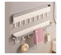 90° Foldable Towel Rack for Bathroom, Wall Mounted Towel Bar with Adjustable Sliding Hooks, Rustproof Carbon Steel Aluminum Organizer, No-Drill Space Saving Towel Holder(Gray,40cm/1.3ft)