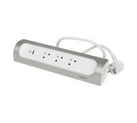 90 Grados TKD 3xPA USB C 1m Enchufe Montable de Aluminio (Enchufe Europeo) - 049406 [5 Piezas]