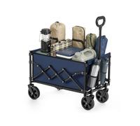 SONGMICS Carro de Mano Plegable, Carreta, Carrito de Jardín, Compacto y Pequeño, con Asa, con 4 Ruedas Reforzadas, 2 Universales, Carga hasta 180 kg, 90 L, Exterior, Azul Noche GFW909QE01