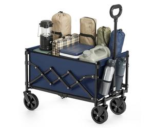 90 L Carro de Mano Plegable con 4 Ruedas Reforzadas y Asa Azul Noche